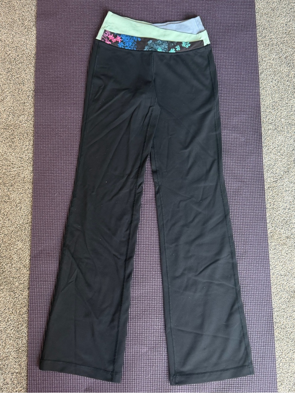 Lululemon flares with Mint & Floral Waistband